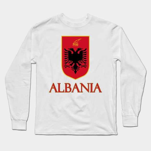 Albania - Albanian Coat of Arms Design Long Sleeve T-Shirt by Naves